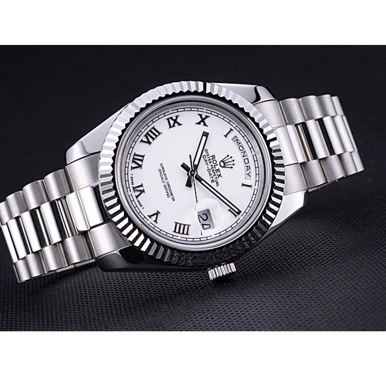 Aaa fake watches Rolex Steel White Bracelet Stainless 622547 Day-Date Dial 0821